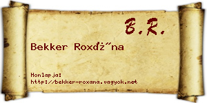 Bekker Roxána névjegykártya