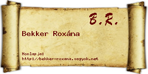 Bekker Roxána névjegykártya
